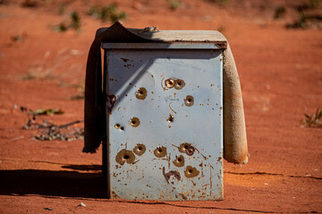 Old drums with shot perforation