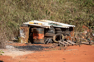 Obraz premium Old drums with shot perforation