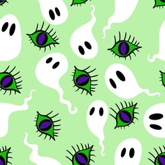 Halloween ghost seamless cartoon pattern for wrapping paper and fabrics