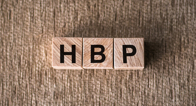 A wooden block with the medical acronym HBP