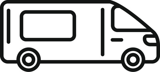 Black outline vector icon of a camper van suitable for travel themes © anatolir