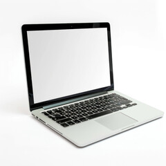Fototapeta premium Sleek silver laptop with an open display, ideal for professional and personal use with high-speed computing capabilities