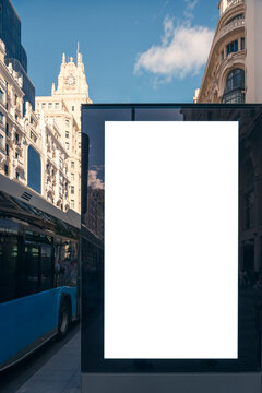 Blank Urban Billboard Mockup on Madrid Street