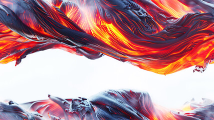 Vivid ribbons of molten lava cascade with primal beauty against a pure, transparent white.  - Seamless tile. Endless and repeat print.