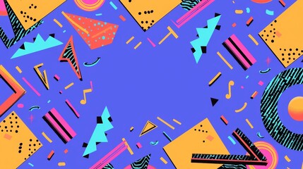 90's Style Bell Tones Design with Saved Copy Space - Make The Party Invites Pop with Colorful Flair! - Memphis pattern background