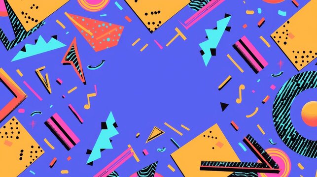 90's Style Bell Tones Design with Saved Copy Space - Make The Party Invites Pop with Colorful Flair! - Memphis pattern background