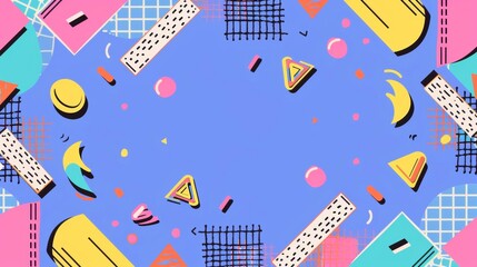 90's Style Bell Tones Design with Saved Copy Space - Make The Party Invites Pop with Colorful Flair! - Memphis pattern background