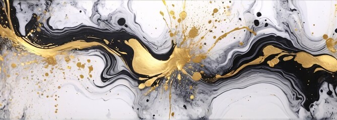 Abstract gold black art paint pattern marble, ink texture watercolor, Abstract liquid gold luxury design nature black brush oil splash water painting wallpaper