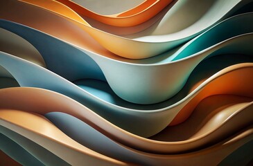 Abstract, natural design with glossy, flowing forms, terracotta, olive green, generative ai