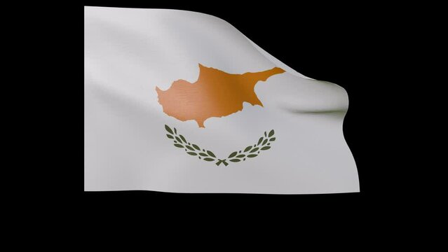 cypriot flag 4k 3d render of a waving nation cyprus banner fluttering in the wind symbolises the country with transparent alpha channel mask for free space and isolated background no flagpole