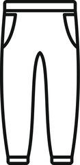 Black and white line art of a basic pants icon suitable for various design projects