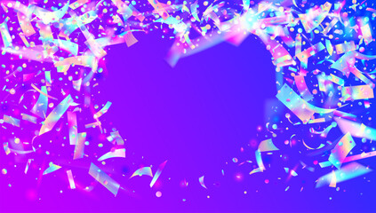Festive Tinsel. Rainbow Background. Digital Banner. Light Surprise Template. 3d Pattern. Party Paper. Falling Poster. Blue Glare Serpentine. Purple Festive Tinsel