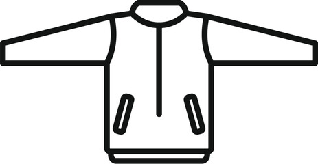 Black and white vector illustration of a simple zippered jacket, perfect for icons or fashion designs