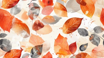 The abstract foliage art background modern is made up of watercolor hand drawn leaves from paintbrushes.  