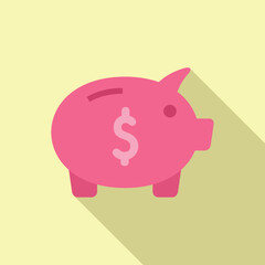 Minimalist piggy bank icon with a dollar sign, illustrating savings and finance in flat design style