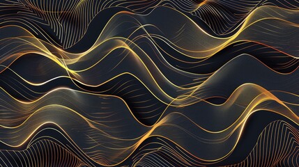 Vector line luxury golden waves, abstract background, elegant pattern.  