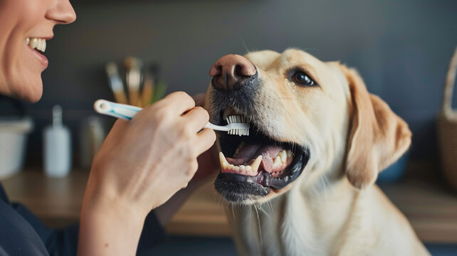 Dog dental care. Versatile dog dental care image. Preventing plaque and tartar build-up