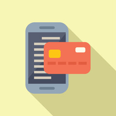 Modern flat design illustration of mobile payment concept with digital credit card and smartphone for secure online shopping and financial transactions