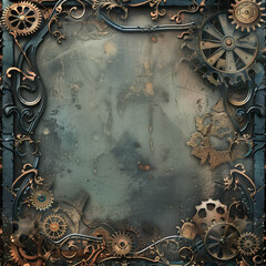 Ornate steampunk frame with intricate gears