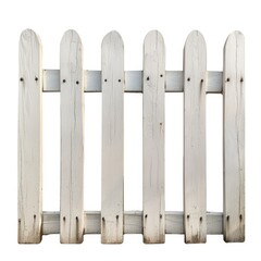 White artificial wooden picket outdoors fence white isolated on white background  