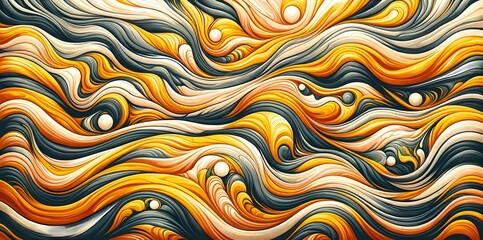 Flowing wavy patterns in a mesmerizing blend of orange and yellow hues, evoking a sense of motion and fluidity.