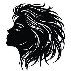 Vector illustration of a black woman's face silhouette on white separate background