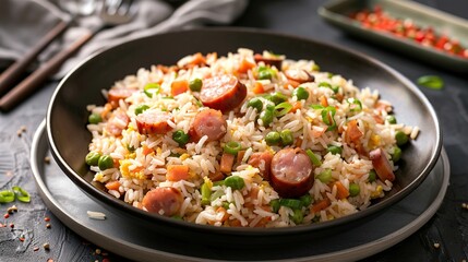 Fried Rice with Sausage. Generative AI