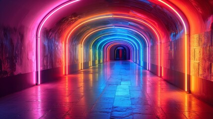 Obraz premium A glowing neon backdrop with open space. 