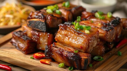 Fototapeta premium Freshly Cooked Filipino Food Called Bagnet Kare Kare. Generative AI