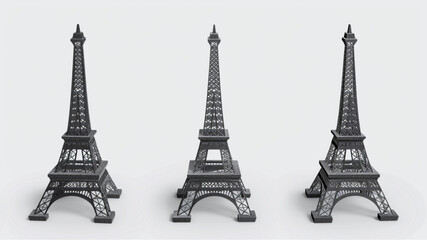 
Eiffel Tower symbol. Paris, France emblem. Vector illustration 3d avatrs set vector icon, white background, black colour icon