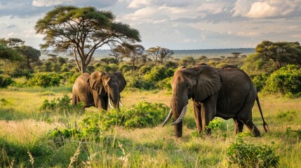 African elephants in the Tarangire National Park, Tanzania