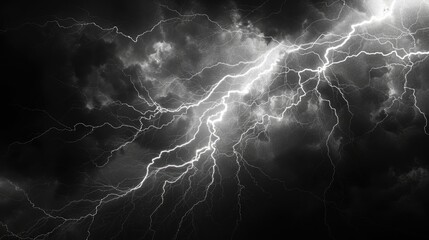 Lightning animation thunderstorm electricity background isolated with black background  