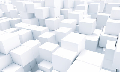 Abstract white blocks or cubes background. 3d Rendering