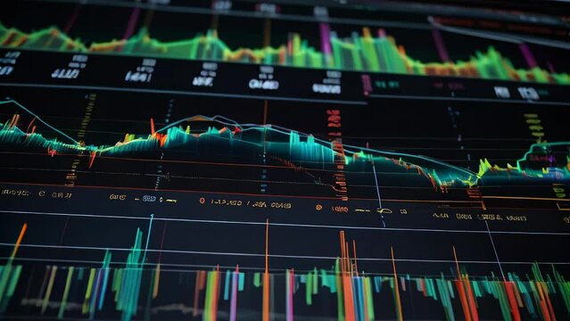 Trading candlestick chart on electronic devices, stock exchange market graph, analysis on smartphone, desktop and tablet. Stock market option background