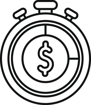 recommend clip art: Black and white line art of a stopwatch featuring a dollar symbol, representing time is money concept