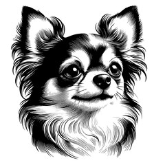 Hand drawn cute Chihuahua portrait, vector sketch isolated on transparent background.	