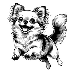Hand drawn cute Chihuahua in full-body, vector sketch isolated on transparent background.	