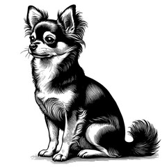 Hand drawn cute Chihuahua in full-body, vector sketch isolated on transparent background.	