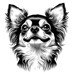 Hand drawn cute Chihuahua portrait, vector sketch isolated on transparent background.	