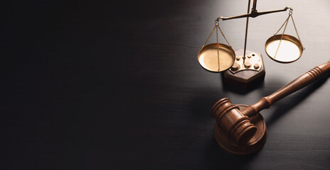 Justice Scales and wooden gavel