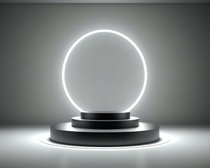 Black luxury background podium stage product with light effect and isolated 3D render