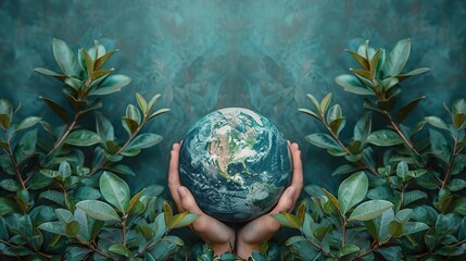 A photo of a person holding the Earth in their hands