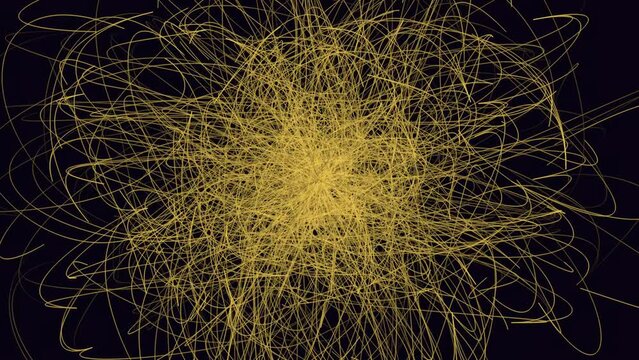 An abstract image of intertwined lines and shapes evokes a sense of disorder and chaos, lacking any discernible pattern or meaning