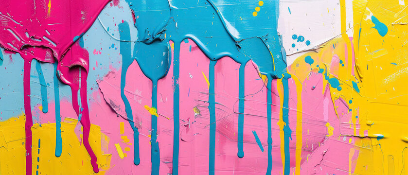 Closeup of abstract rough colorful art painting with different colors, colorful acryl art painting, seeping colors, texture
