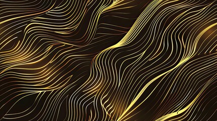 Vector line luxury golden waves, abstract background, elegant pattern.  