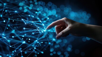 Fototapeta premium hand touching abstract network ,Global network connection concept, abstract concept