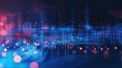 Abstract sound wave vector background with shining blue color, abstract blue digital equalizer, sound wave elements