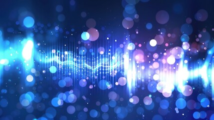 Abstract sound wave vector background with shining blue color, abstract blue digital equalizer, sound wave elements