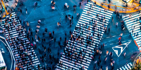 Aerial View of Shibuya, Tokyo, Japan at night