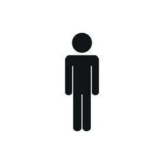 a man is standing, a pictogram, a flat vector illustration, a silhouette of a human figure